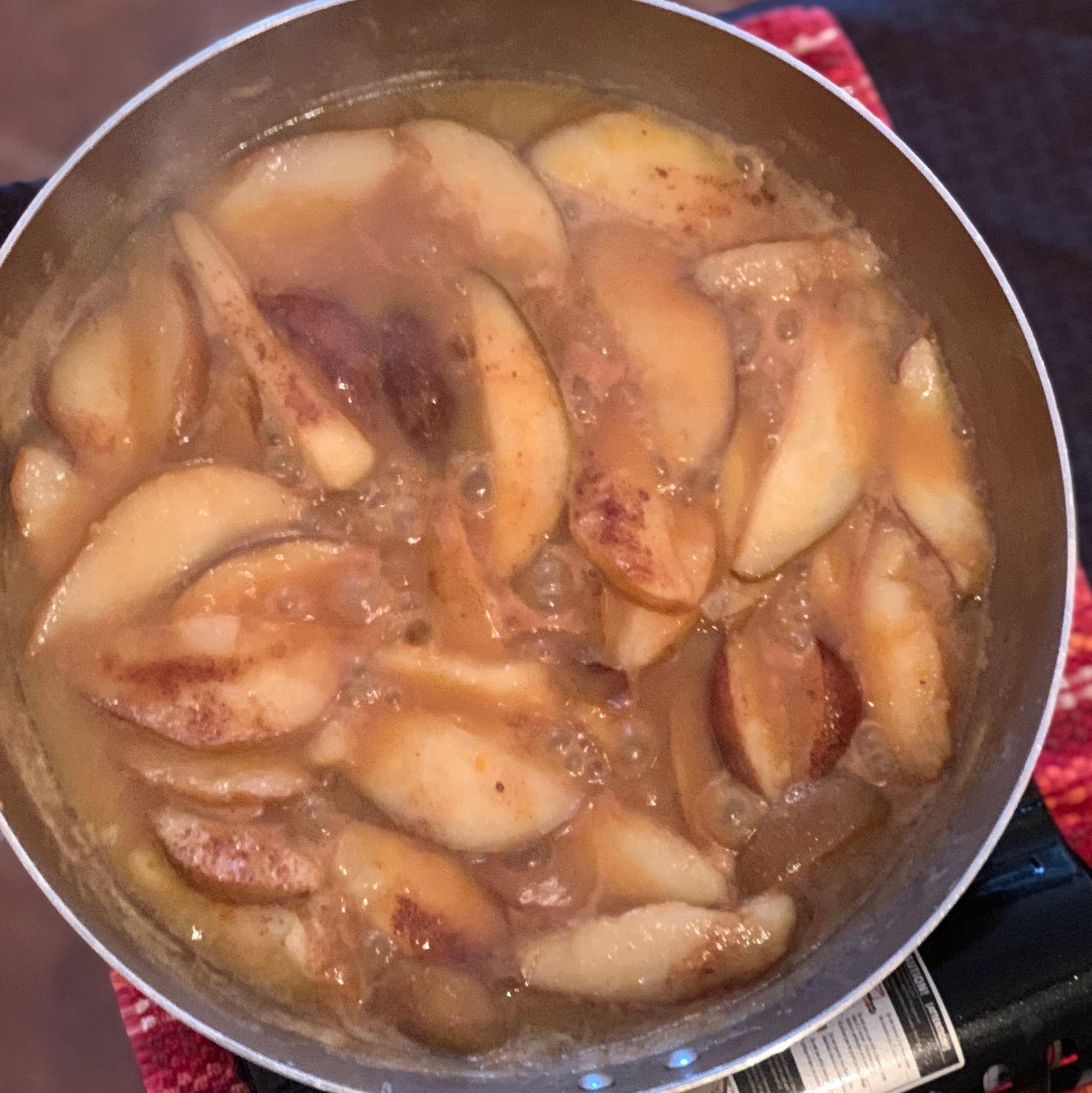 Peaches & Plums in a Cinnamon Peach Balsamic Sauce over Buttery Pound Cake
